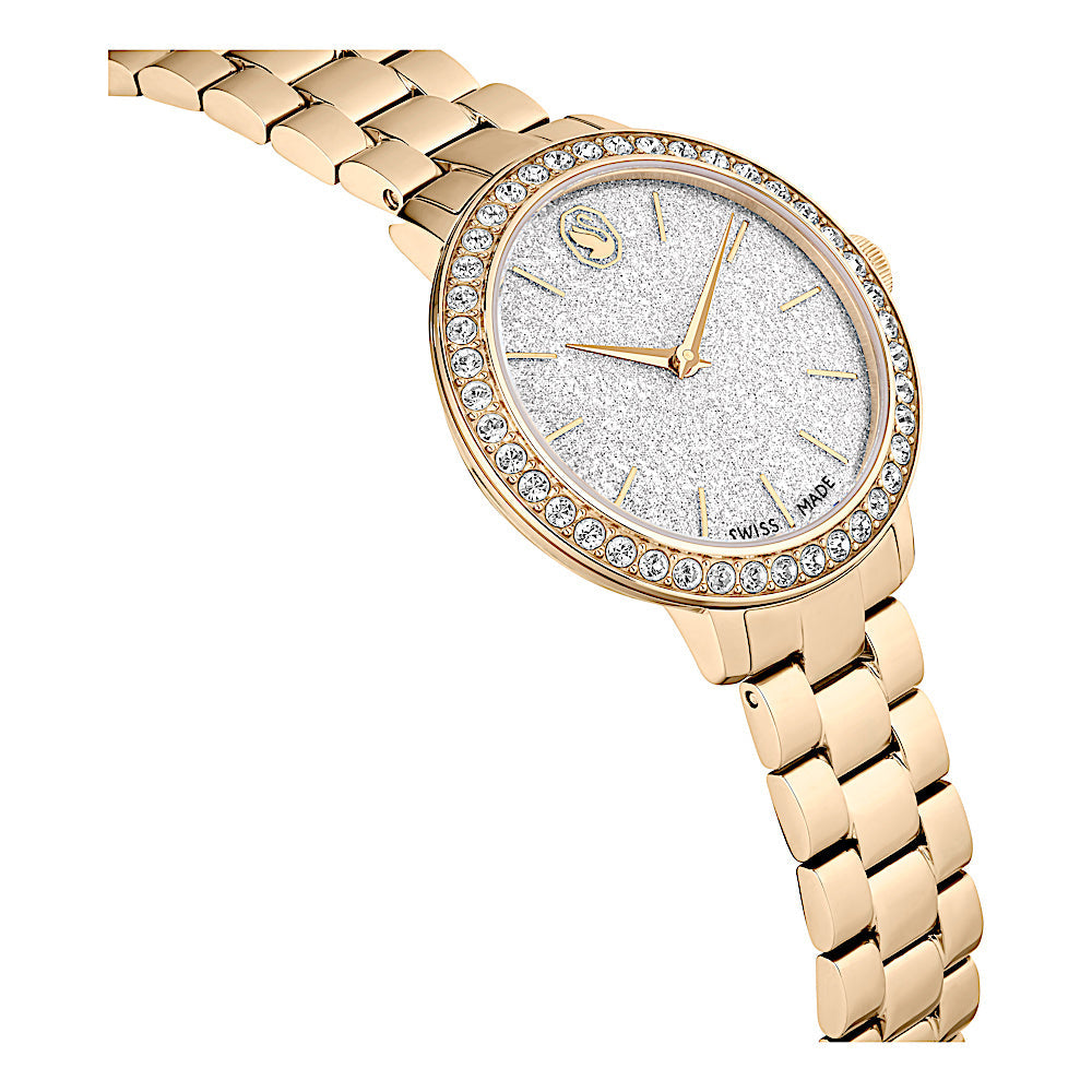 Reloj, Fabricado en Suiza, Brazalete de metal, Tono dorado, Acabado tono oro champán