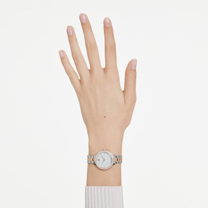 Reloj, Fabricado en Suiza, Brazalete de metal, Tono plateado, Acabado tono oro rosa