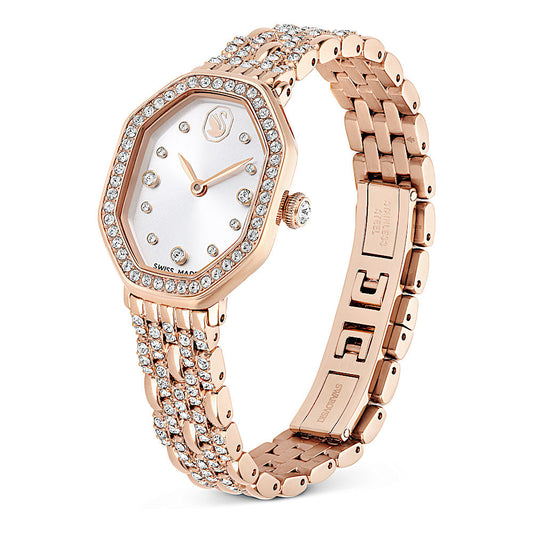 Reloj Dextera Octagon, Fabricado en Suiza, Brazalete de metal, Tono dorado, Acabado tono oro rosa