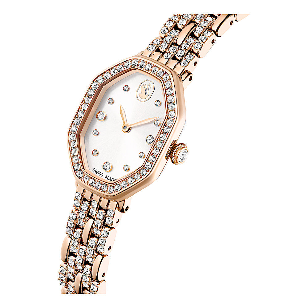 Reloj Dextera Octagon, Fabricado en Suiza, Brazalete de metal, Tono dorado, Acabado tono oro rosa