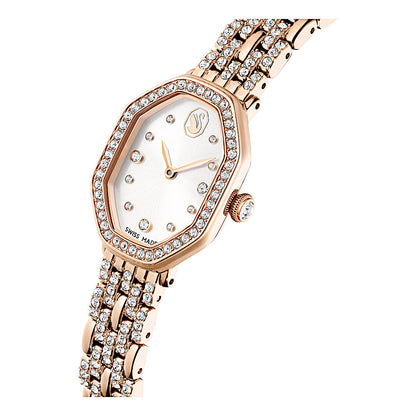 Reloj Dextera Octagon, Fabricado en Suiza, Brazalete de metal, Tono dorado, Acabado tono oro rosa