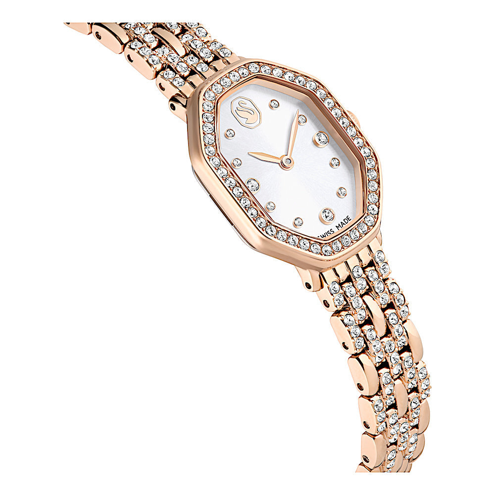 Reloj Dextera Octagon, Fabricado en Suiza, Brazalete de metal, Tono dorado, Acabado tono oro rosa