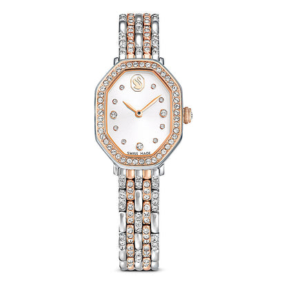 Reloj Dextera Octagon, Fabricado en Suiza, Brazalete de metal, Tono plateado, Acabado tono oro rosa
