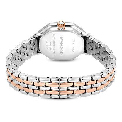 Reloj Dextera Octagon, Fabricado en Suiza, Brazalete de metal, Tono plateado, Acabado tono oro rosa