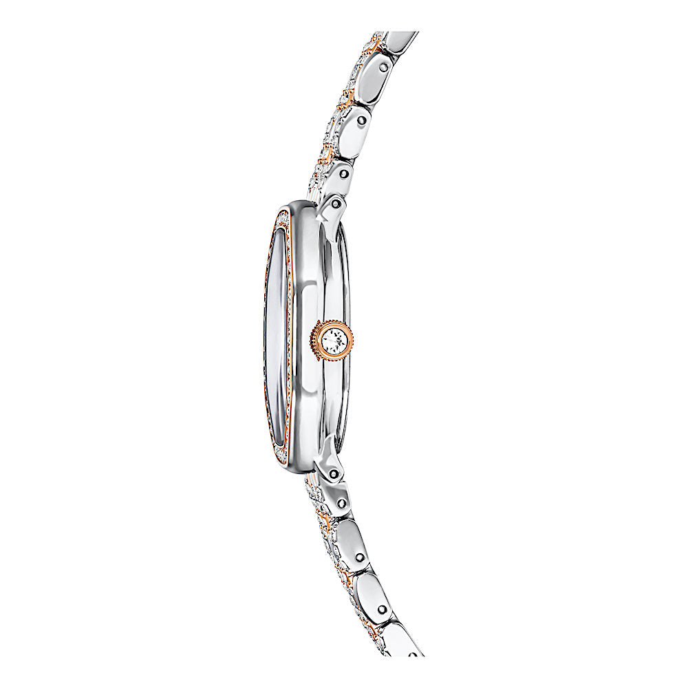Reloj Dextera Octagon, Fabricado en Suiza, Brazalete de metal, Tono plateado, Acabado tono oro rosa