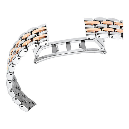 Reloj Dextera Octagon, Fabricado en Suiza, Brazalete de metal, Tono plateado, Acabado tono oro rosa