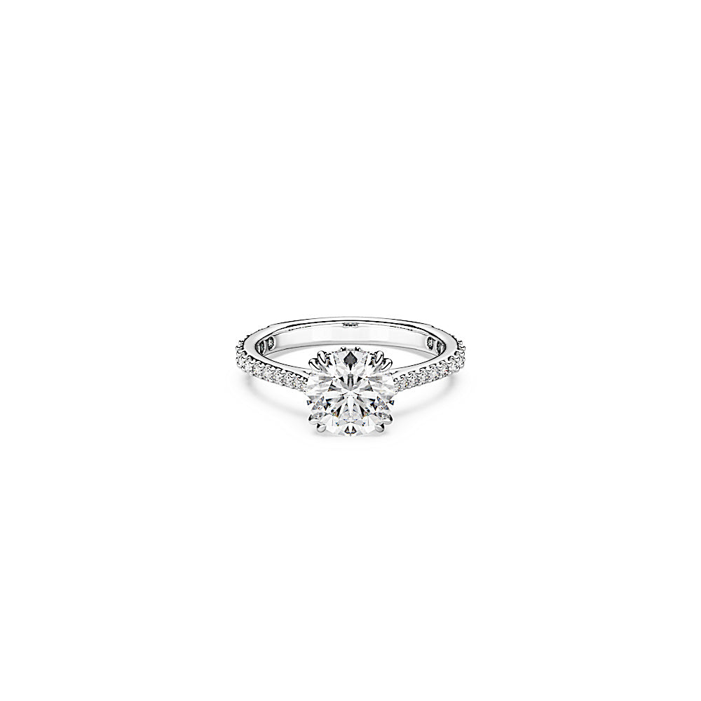 Anillo de cóctel Stilla, Talla redonda, Pavé, Blanco, Acabado en tono plateado