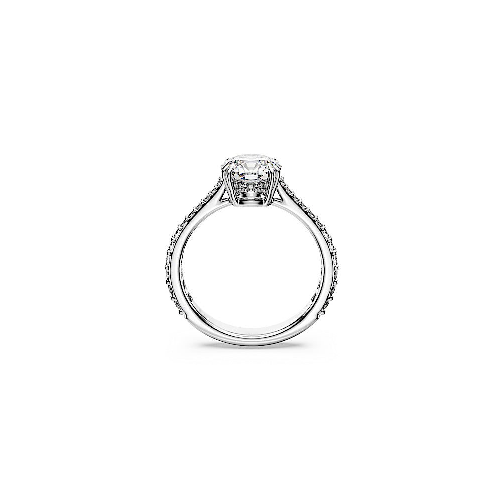 Anillo de cóctel Stilla, Talla redonda, Pavé, Blanco, Acabado en tono plateado