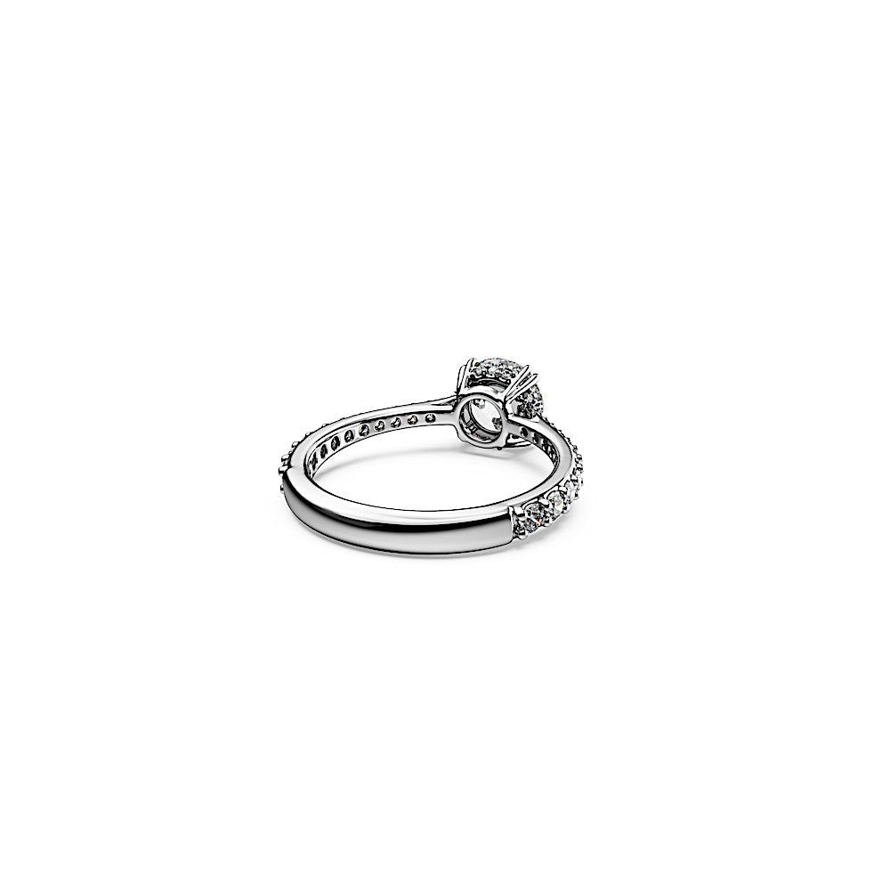 Anillo de cóctel Stilla, Talla redonda, Pavé, Blanco, Acabado en tono plateado