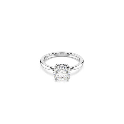 Anillo de cóctel Stilla, Talla redonda, Blanco, Acabado en tono plateado