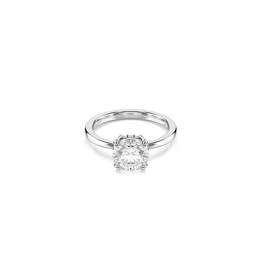 Anillo de cóctel Stilla, Talla redonda, Blanco, Acabado en tono plateado