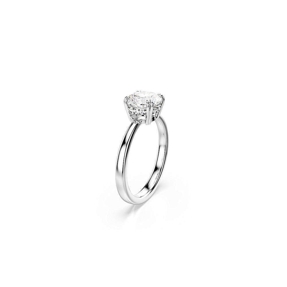 Anillo de cóctel Stilla, Talla redonda, Blanco, Acabado en tono plateado