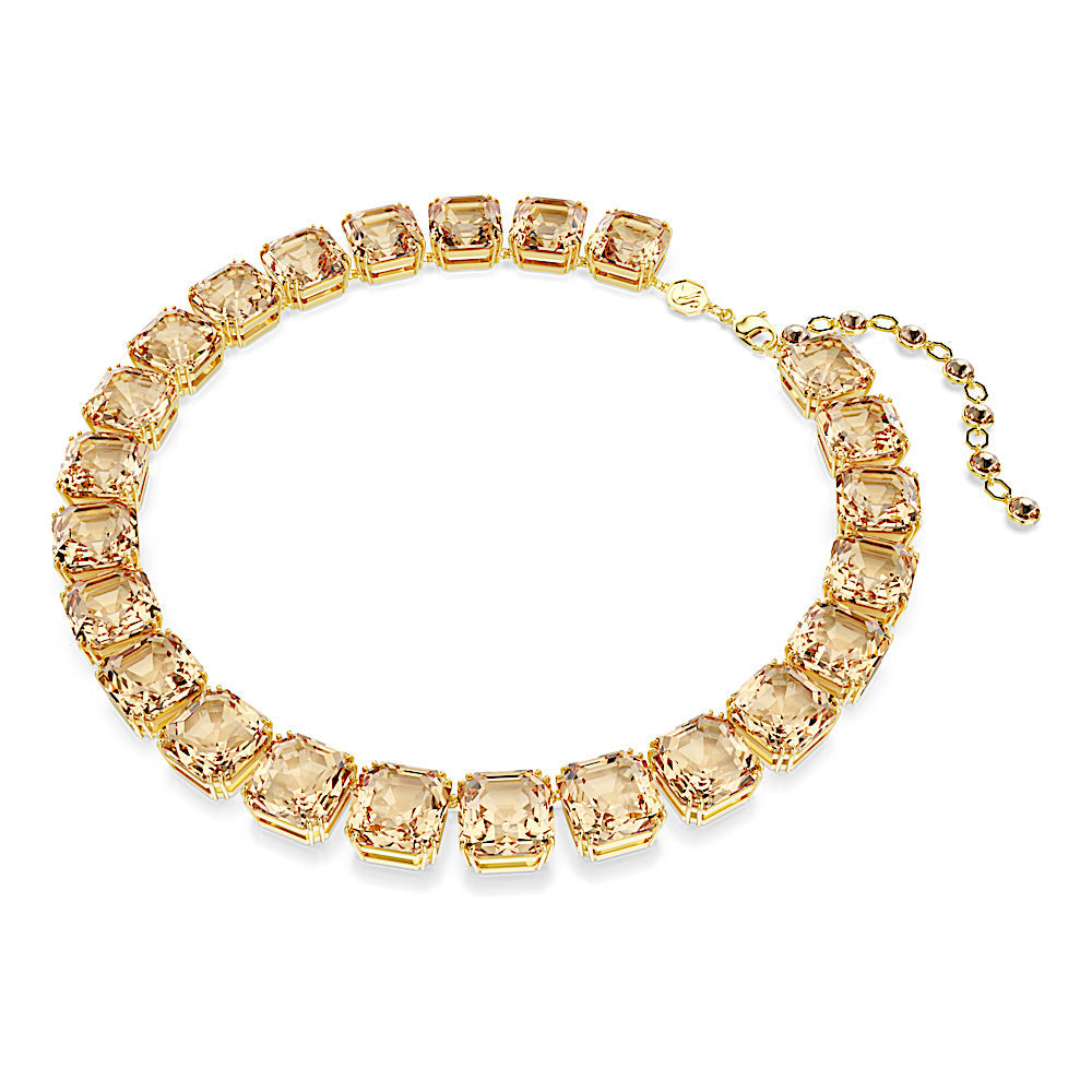 Collar Tennis Millenia, Talla octogonal, Caramelo, Baño tono oro