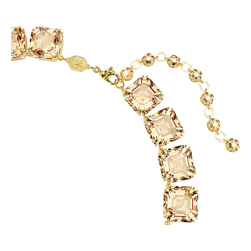 Collar Tennis Millenia, Talla octogonal, Caramelo, Baño tono oro