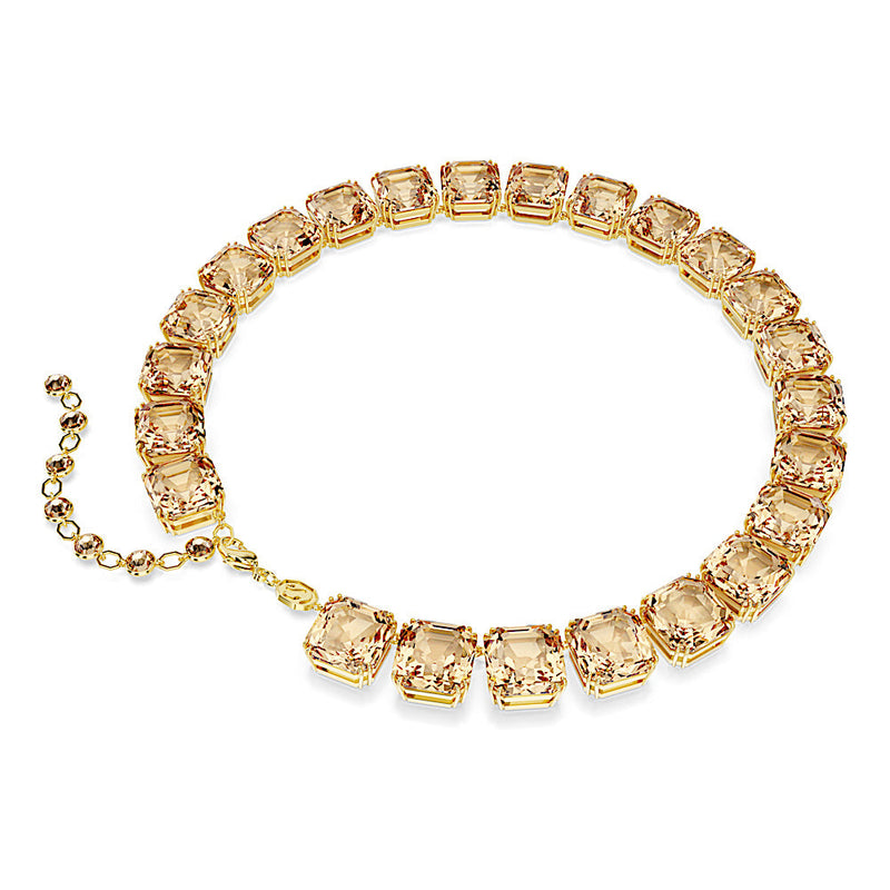 Collar Tennis Millenia, Talla octogonal, Caramelo, Baño tono oro