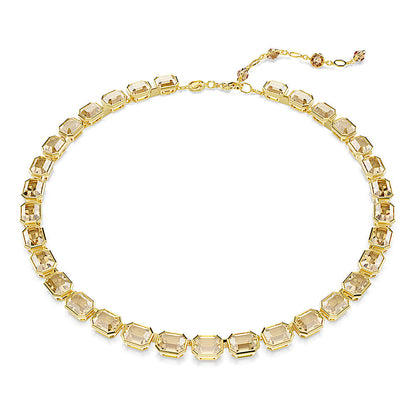 Collar Tennis Millenia, Talla octogonal, Amarillo, Baño tono oro
