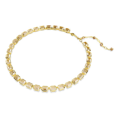 Collar Tennis Millenia, Talla octogonal, Amarillo, Baño tono oro