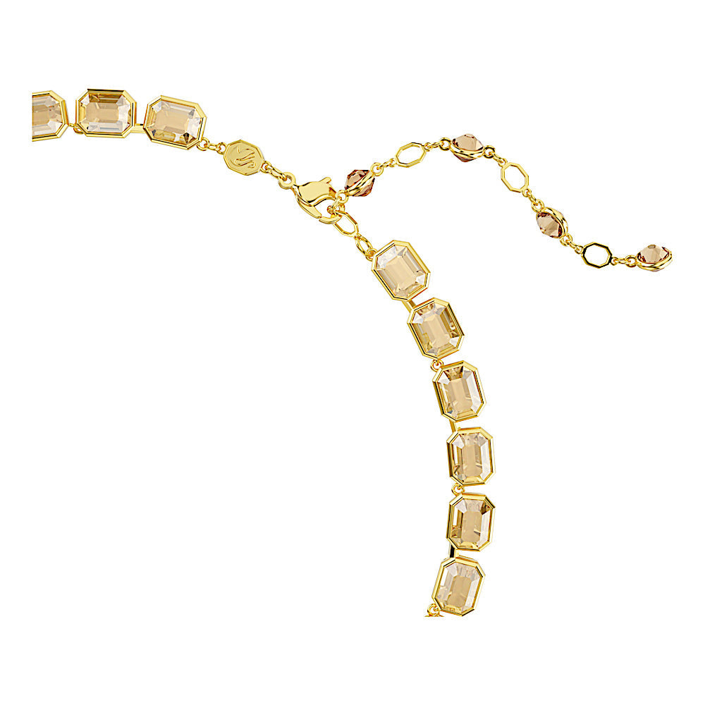 Collar Tennis Millenia, Talla octogonal, Amarillo, Baño tono oro