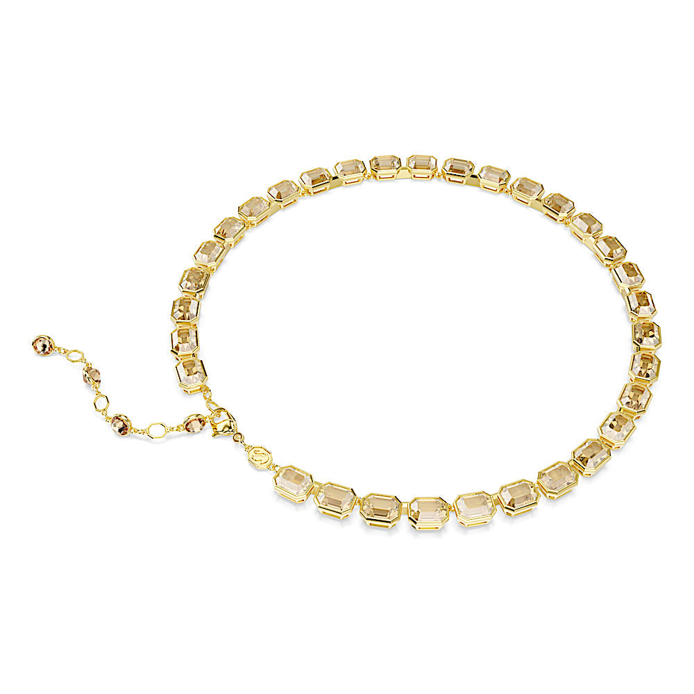 Collar Tennis Millenia, Talla octogonal, Amarillo, Baño tono oro