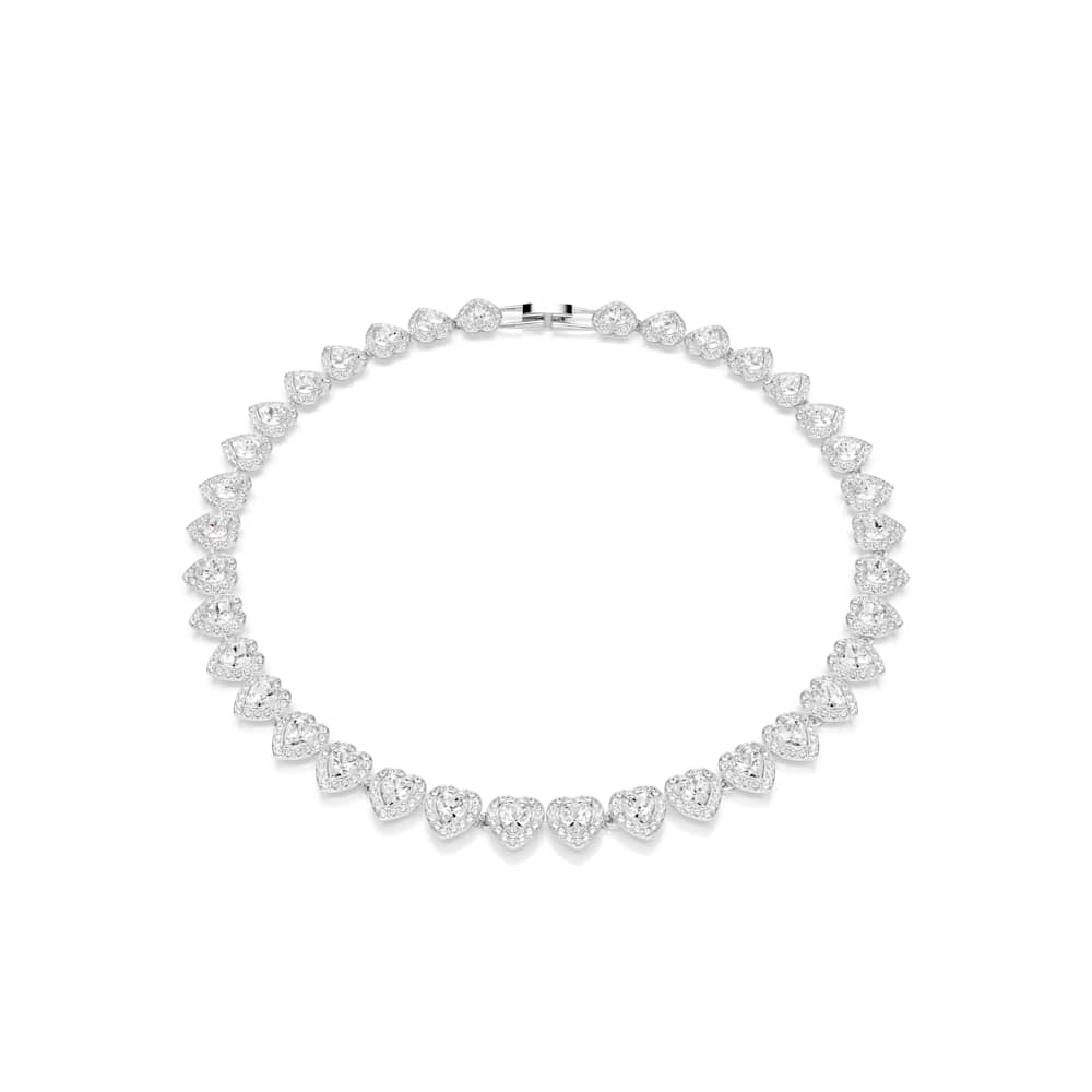 Collar Tennis Ariana Grande x Swarovski, Tallas mixtas, Corazón, Blanco, Baño de rodio