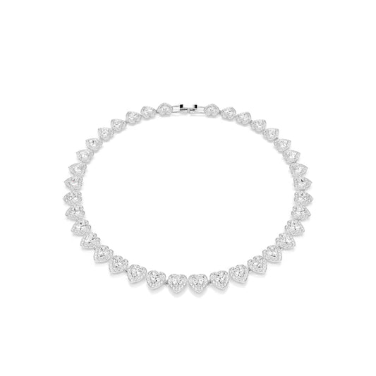 Collar Tennis Ariana Grande x Swarovski, Tallas mixtas, Corazón, Blanco, Baño de rodio