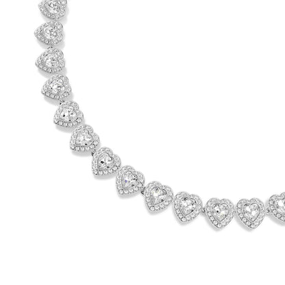 Collar Tennis Ariana Grande x Swarovski, Tallas mixtas, Corazón, Blanco, Baño de rodio