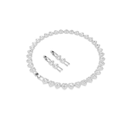 Collar Tennis Ariana Grande x Swarovski, Tallas mixtas, Corazón, Blanco, Baño de rodio