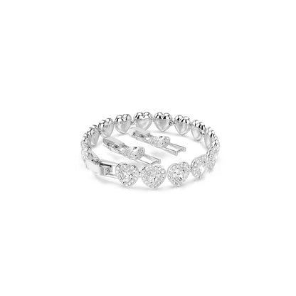 Pulsera Tennis Ariana Grande x Swarovski, Tallas mixtas, Corazón, Blanca, Baño de rodio