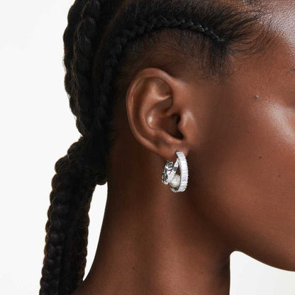 Pendientes de aro Ariana Grande x Swarovski, Crystal Pearl, Talla baguette, Blancos, Baño de rodio