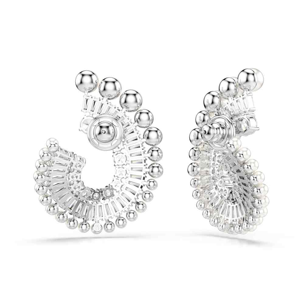 Pendientes Ariana Grande x Swarovski, Perla de cristal, Tallas mixtas, Blancos, Baño de rodio