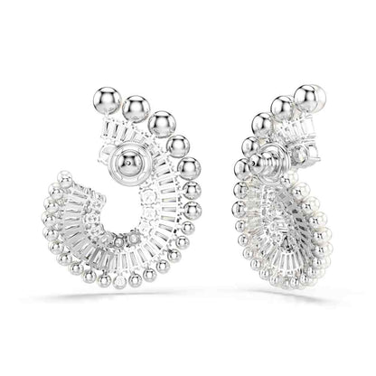 Pendientes Ariana Grande x Swarovski, Perla de cristal, Tallas mixtas, Blancos, Baño de rodio