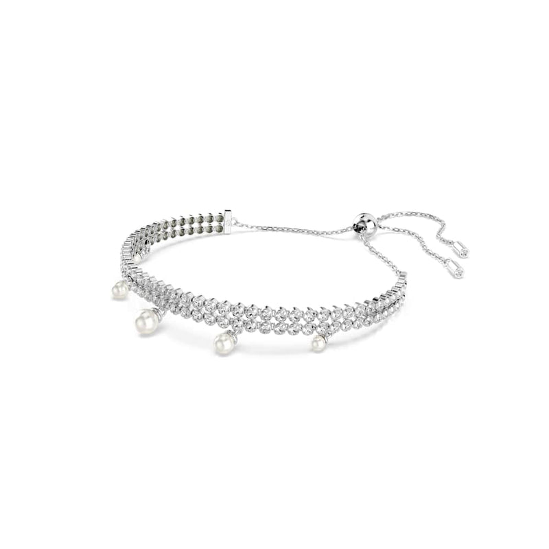 Pulsera Ariana Grande x Swarovski, Perla de cristal, Talla redonda, Blanca, Baño de rodio