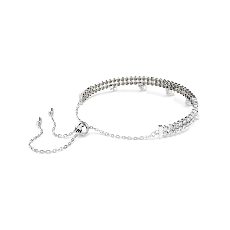 Pulsera Ariana Grande x Swarovski, Perla de cristal, Talla redonda, Blanca, Baño de rodio