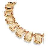 Collar Tennis Millenia, Cristales de gran tamaño, Talla octogonal, Caramelo, Baño tono oro