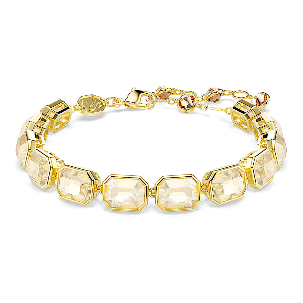 Pulsera Tennis Millenia, Talla octogonal, Caramelo, Baño tono oro