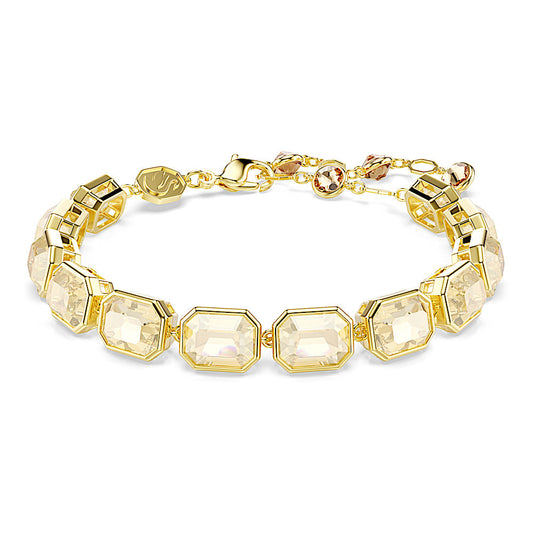 Pulsera Tennis Millenia, Talla octogonal, Caramelo, Baño tono oro