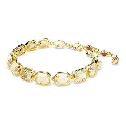 Pulsera Tennis Millenia, Talla octogonal, Caramelo, Baño tono oro
