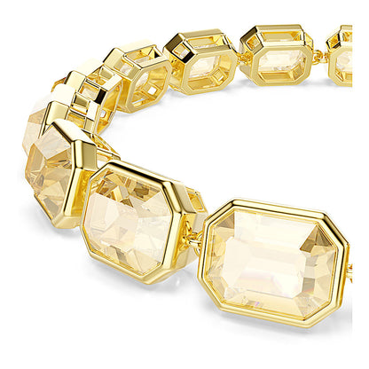Pulsera Tennis Millenia, Talla octogonal, Caramelo, Baño tono oro