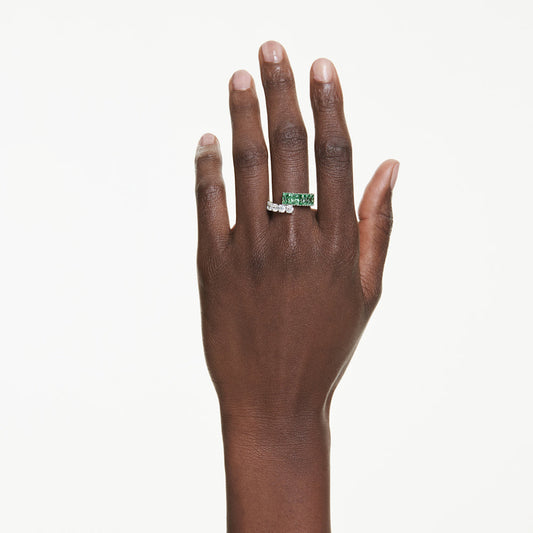 Anillo Matrix, Tallas mixtas, Verde, Baño de rodio