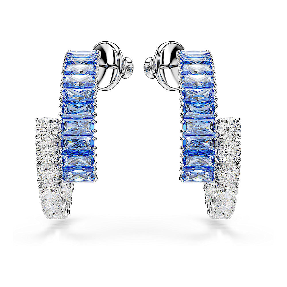 Pendientes de aro Matrix, Tallas mixtas, Azules, Baño de rodio