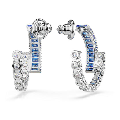 Pendientes de aro Matrix, Tallas mixtas, Azules, Baño de rodio
