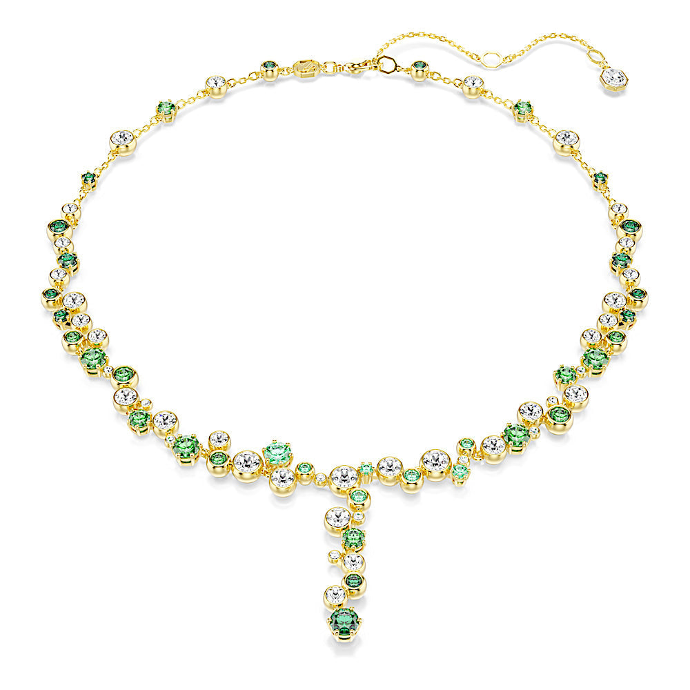 Collar en Y Constella, Tallas mixtas, Verde, Baño tono oro
