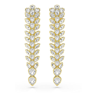 Pendientes Idyllia, Tallas mixtas, Largos, Blancos, Baño tono oro