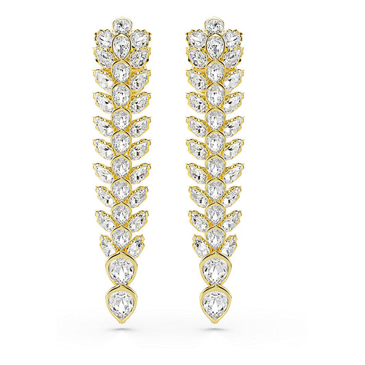 Pendientes Idyllia, Tallas mixtas, Largos, Blancos, Baño tono oro