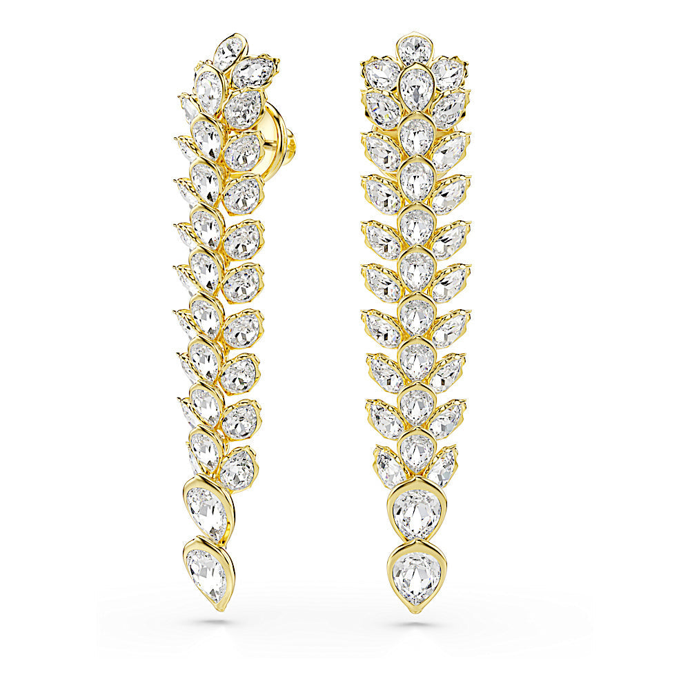 Pendientes Idyllia, Tallas mixtas, Largos, Blancos, Baño tono oro