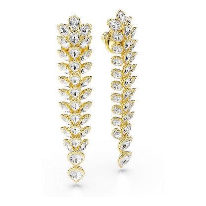 Pendientes Idyllia, Tallas mixtas, Largos, Blancos, Baño tono oro
