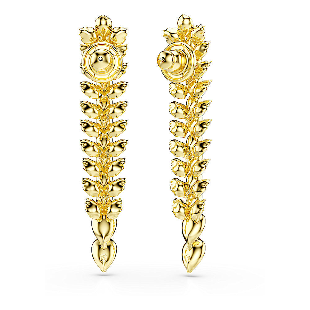 Pendientes Idyllia, Tallas mixtas, Largos, Blancos, Baño tono oro