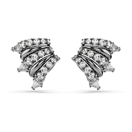 Pendientes ear cuff Sublima, Blancos, Baño de rutenio