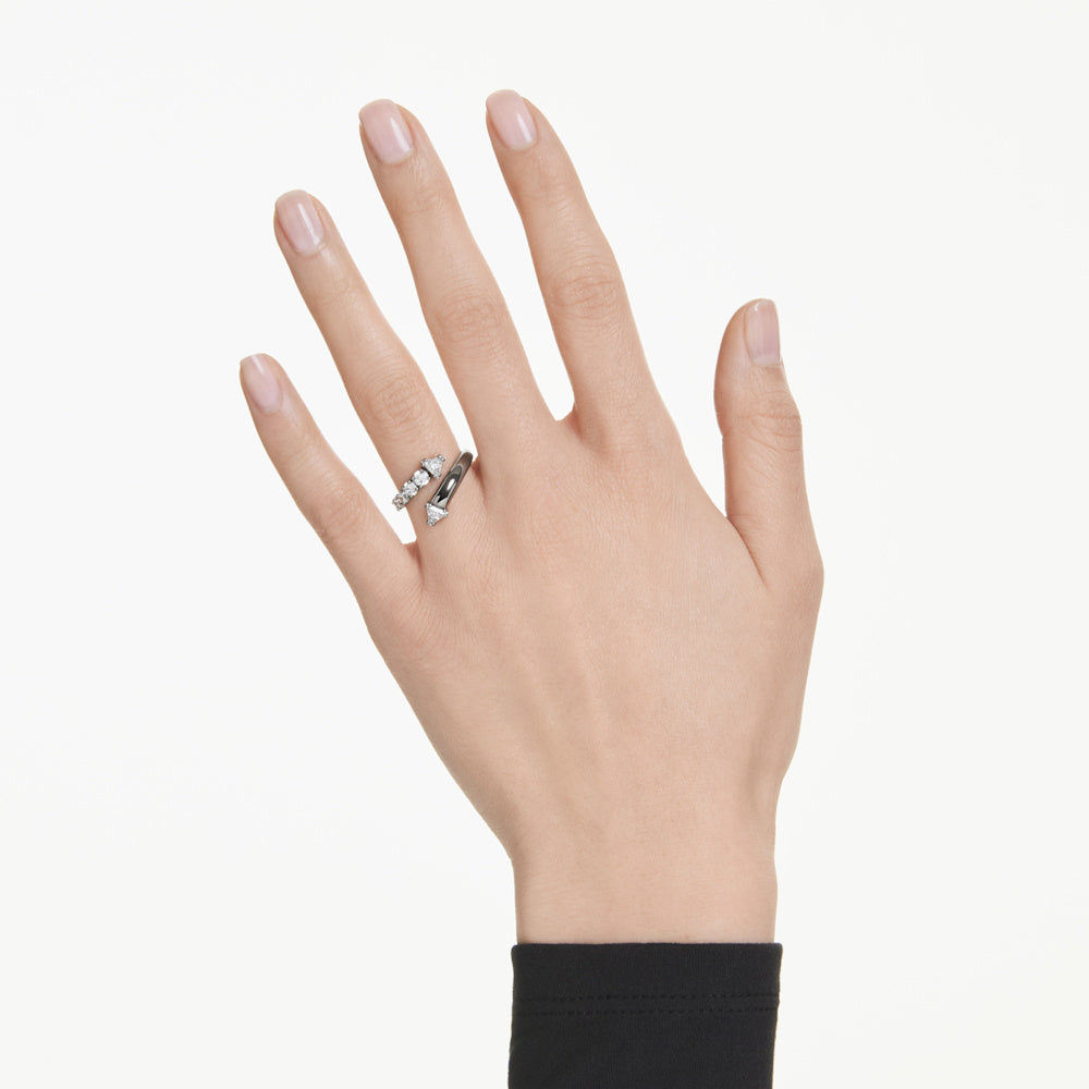 Anillo abierto Sublima, Tallas mixtas, Blanco, Baño de rutenio