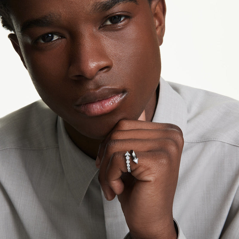 Anillo abierto Sublima, Tallas mixtas, Blanco, Baño de rutenio